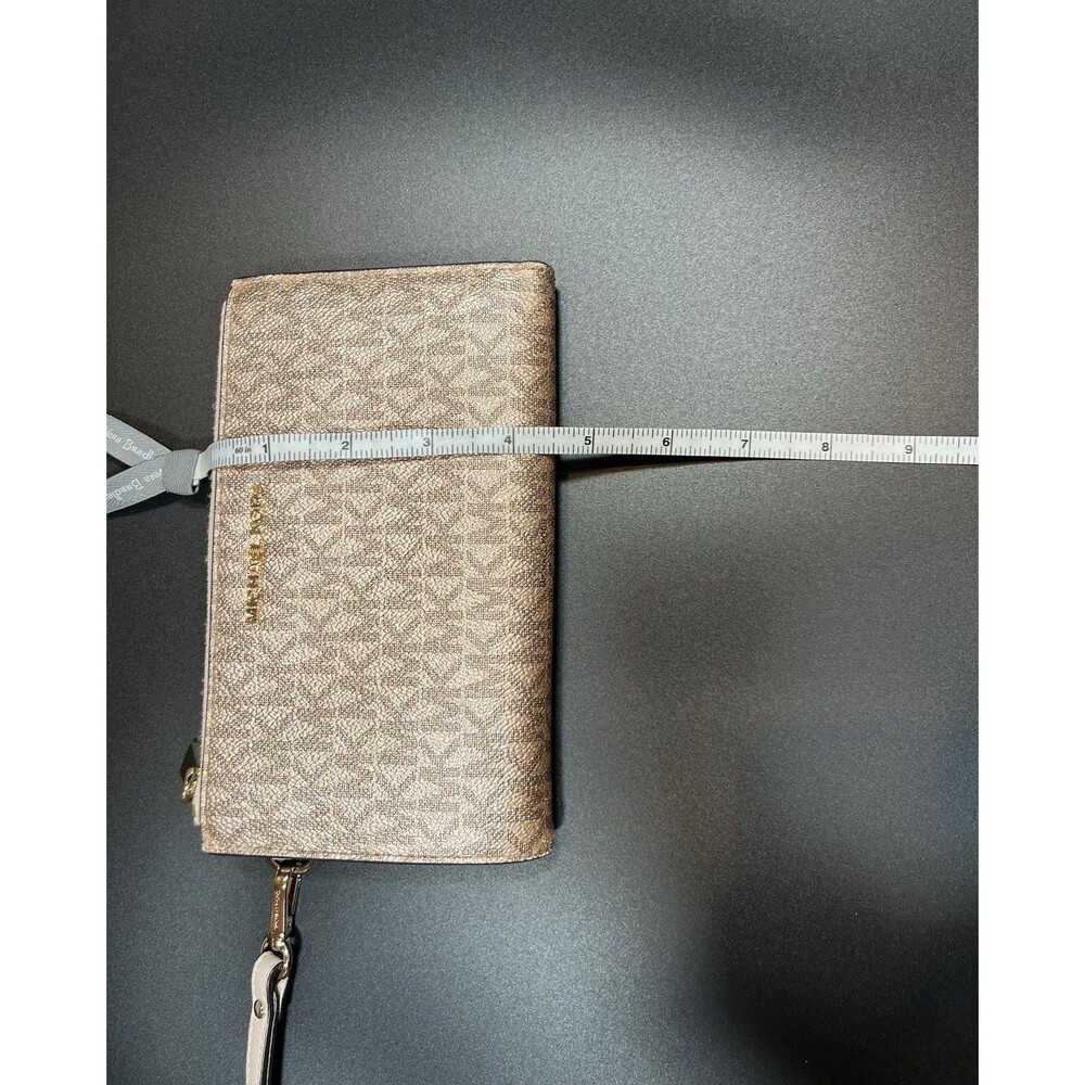 Michael Kors Jet Set Travel Large Double Zip Leather Wristlet Wallet‎ Rose Gold - Picture 4 of 10